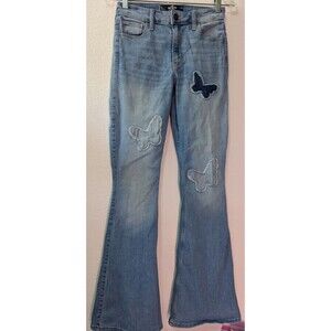 Hollister Women's Size 4L (28x32) High Rise Flare Jeans Stretch Bell Bottom (910